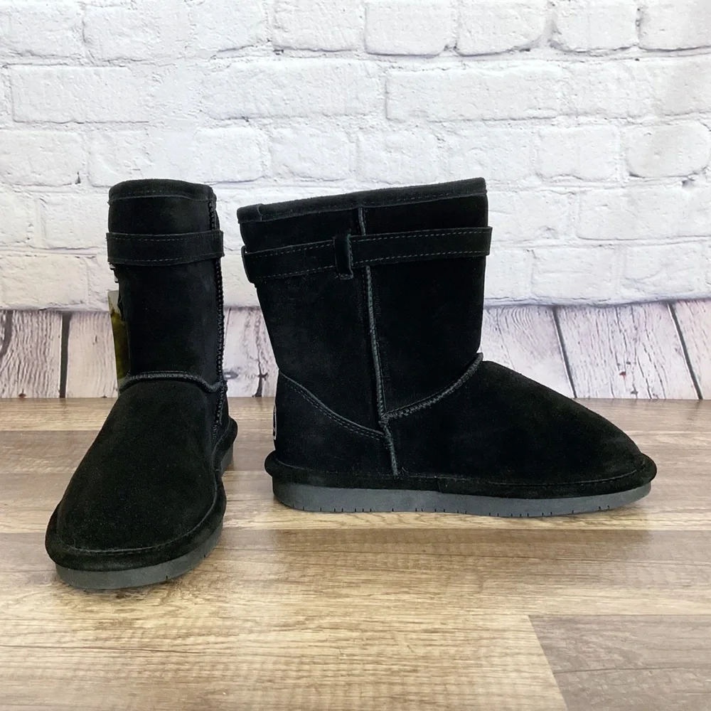 New BearPaw Val black suede boots youth size 5
